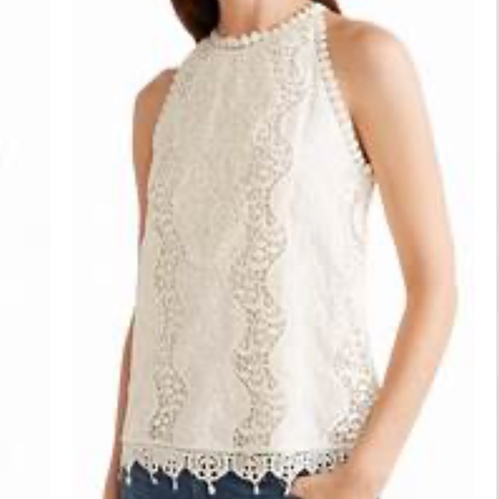Alice + Olivia White Dezi Guipure Lace Crocheted Cotton Top - Picture 2 of 9
